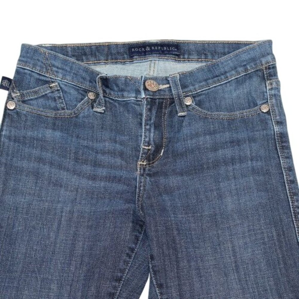 Rock & Republic Kasandra Womens Size 6M Dark Wash Blue Denim Jeans Boot Cut - Picture 4 of 8